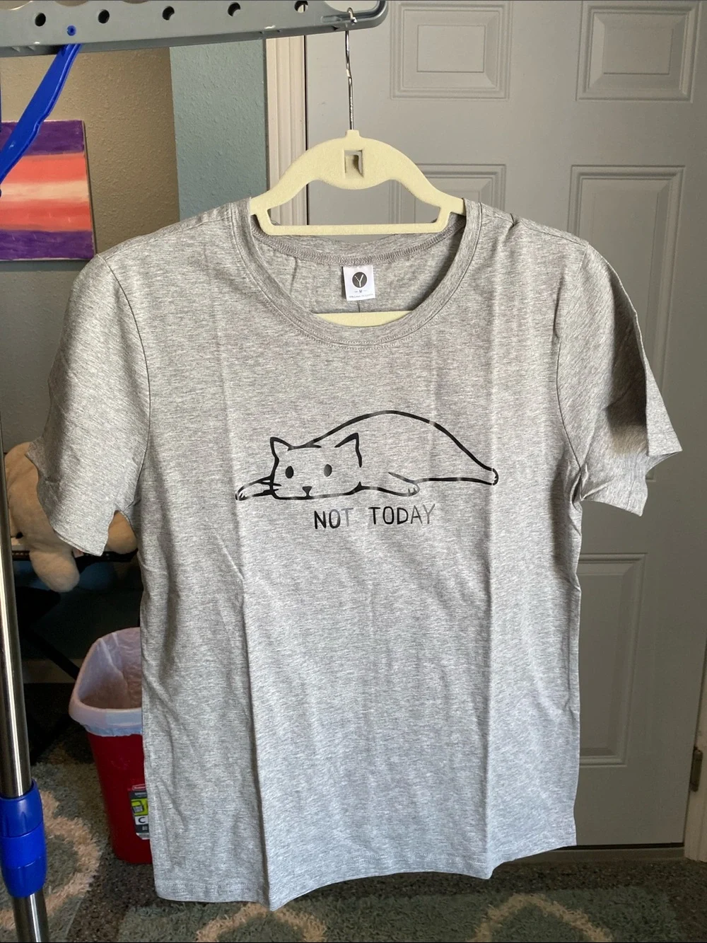Gray Cat Graphic Tee - 'Not Today' Casual Shirt